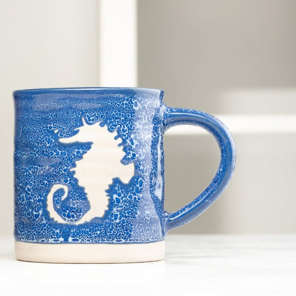 Blue Stoneware Seahorse Mug - Distinctly Living