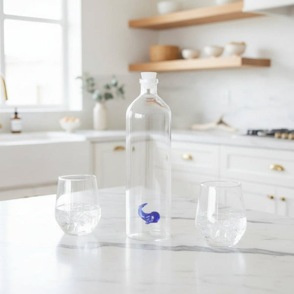 Blue Whale Glass Water Bottle - Carafe - 1.2Lt - Distinctly Living