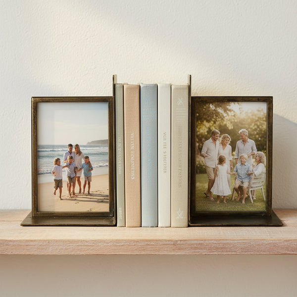 Brass Photograph Frame Book Ends - Distinctly Living