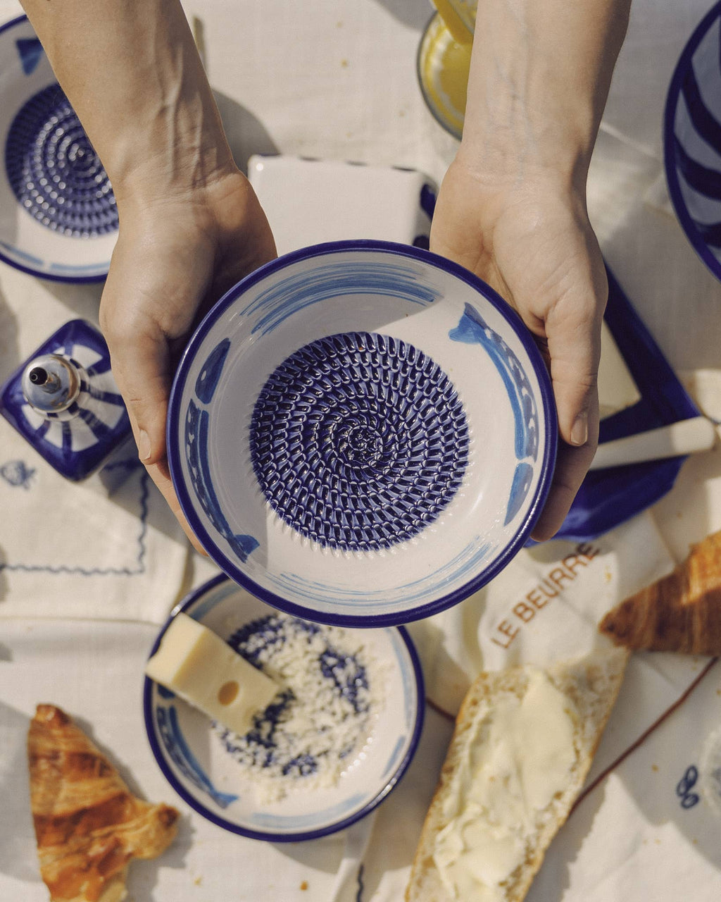 Ceramic Grater Bowl - Blue Fish - Distinctly Living