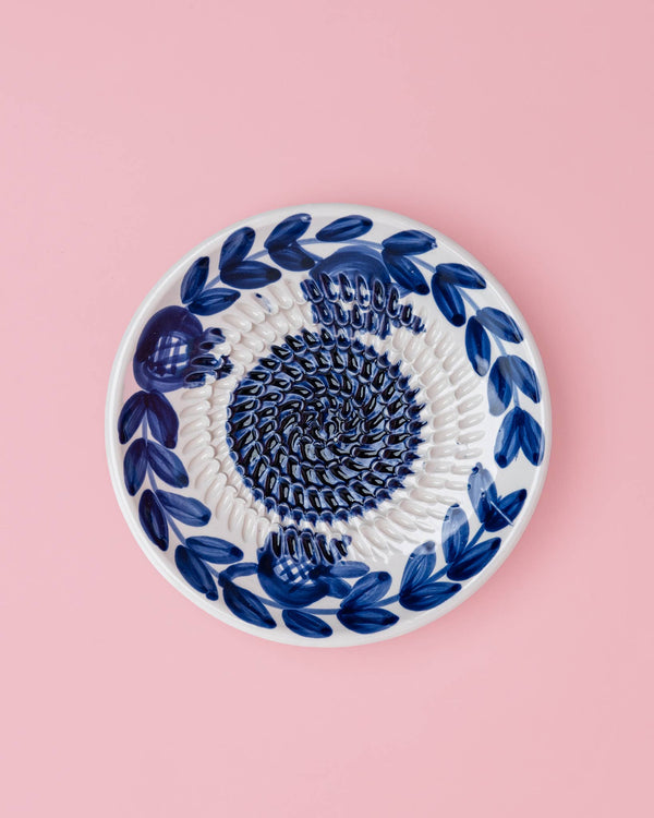Ceramic Grater Plate - Blue Flower - Distinctly Living