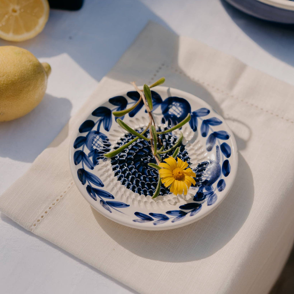 Ceramic Grater Plate - Blue Flower - Distinctly Living