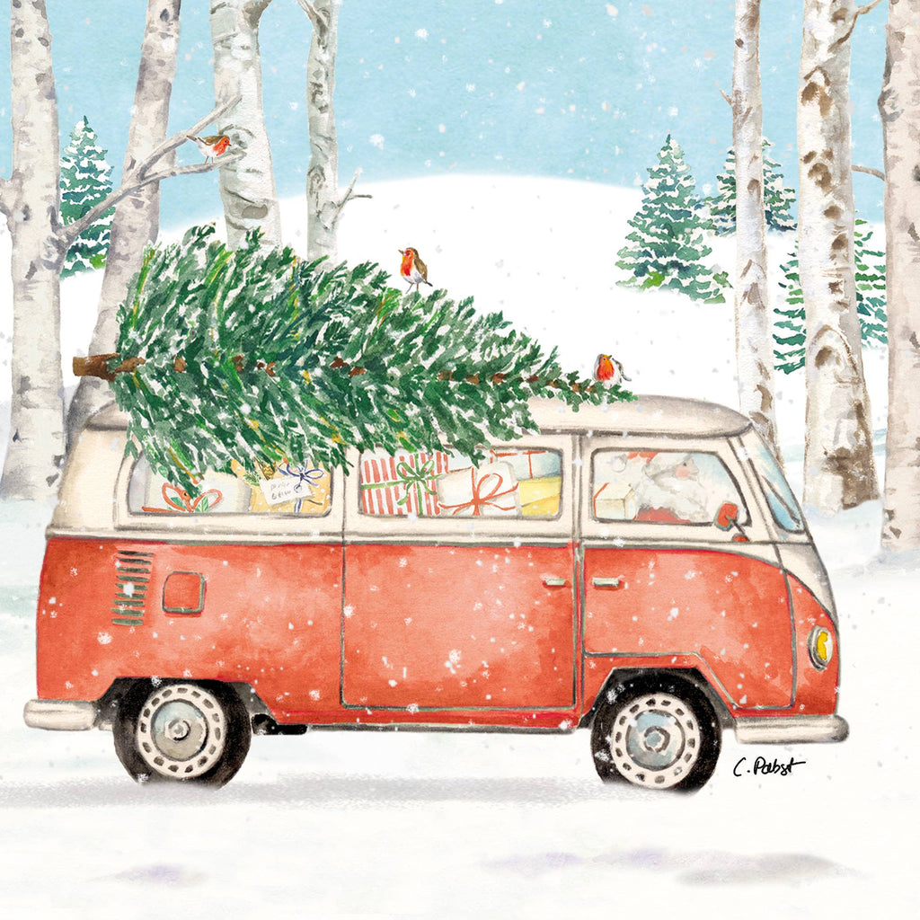 Christmas Bus Napkin- Pack of 20 - Distinctly Living