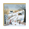 Christmas Eve Snowfall Card original snowy country lane artwork and gold envelope
