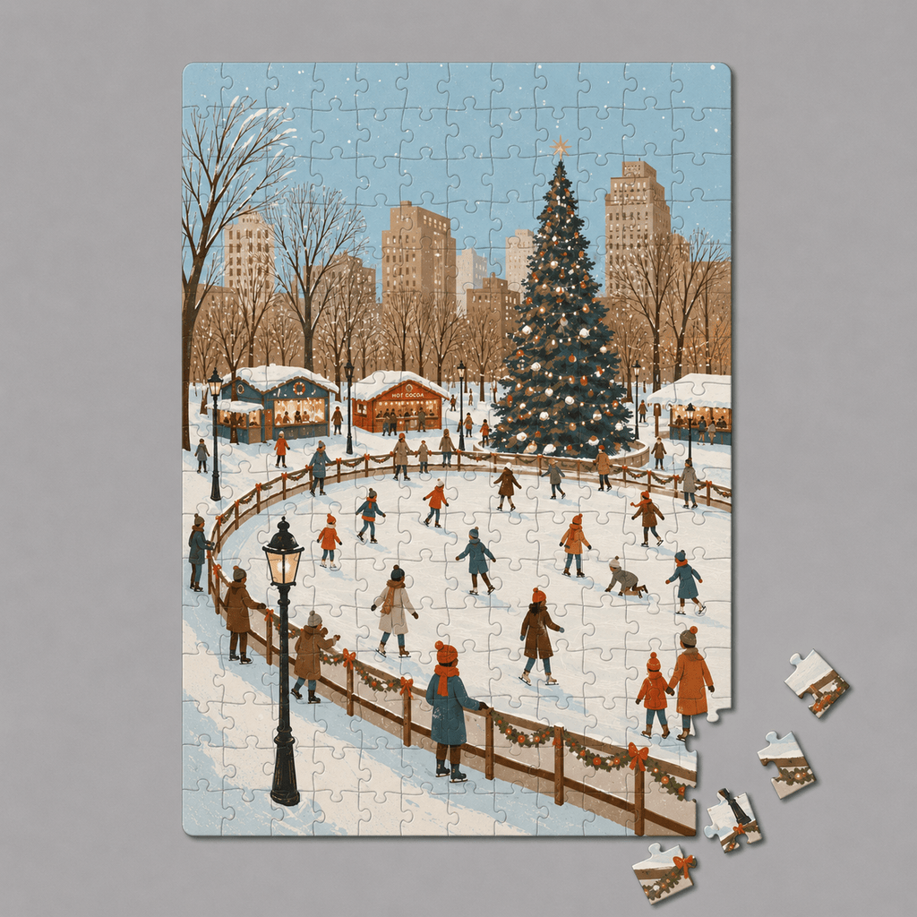 Christmas Ice Skating Mini Jigsaw Puzzle - Distinctly Living
