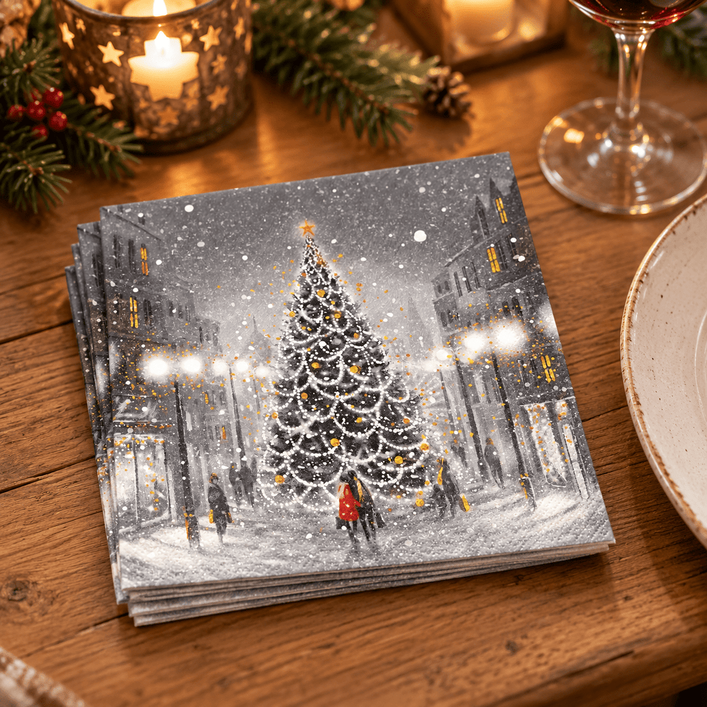 Christmas in the Square Paper Napkins - Pack of 20 - Distinctly Living
