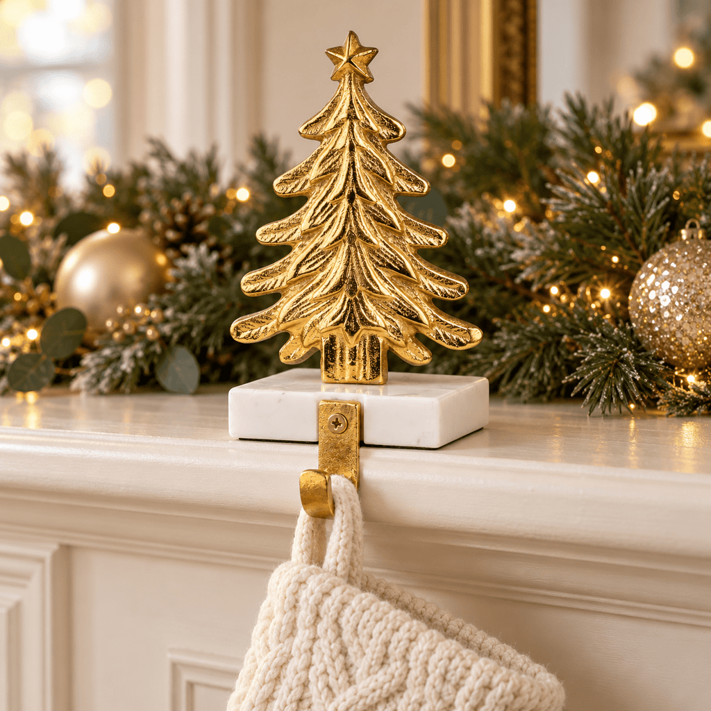 Christmas Tree Stocking Holder - Marble & Gold - Distinctly Living