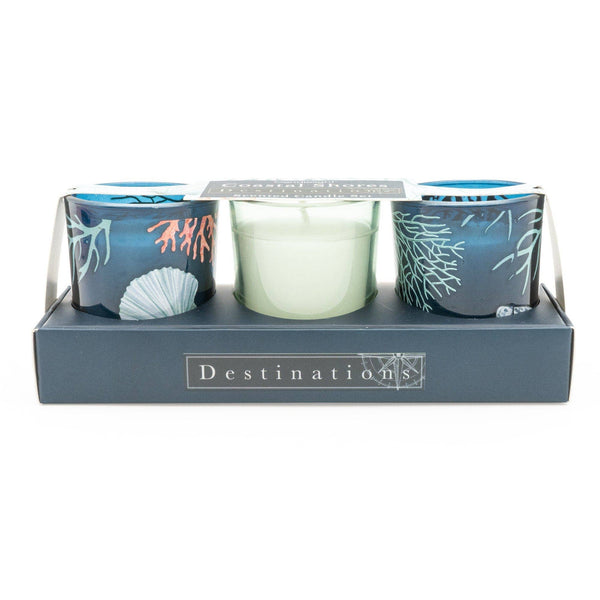 Coastal Shores S/3 Mini Votives with Seasalt Scent - Distinctly Living