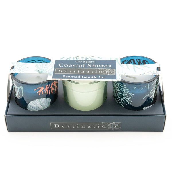 Coastal Shores S/3 Mini Votives with Seasalt Scent - Distinctly Living