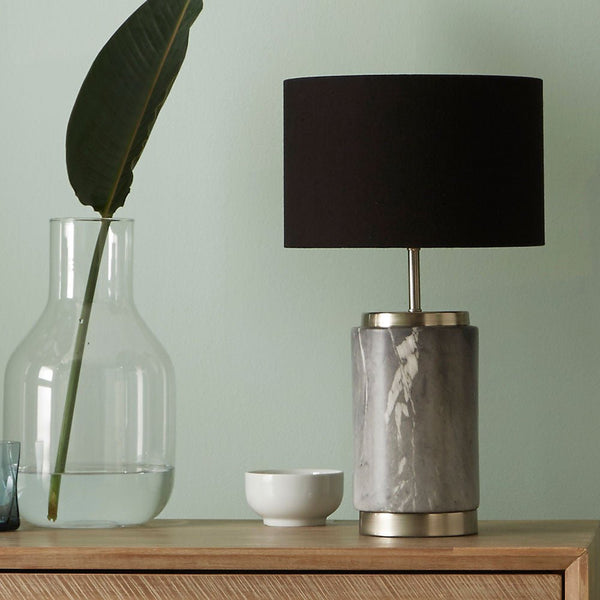 Como Grey Marble Effect Ceramic Short - Table Lamp - Distinctly Living