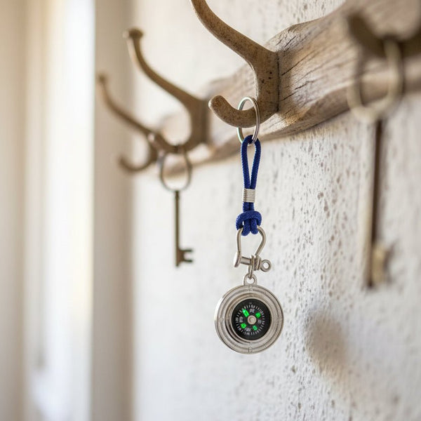 Compass Keyring, Blue Cord - Distinctly Living