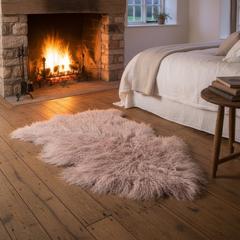 Curly Sheepskin Rug - Pale Pink - Distinctly Living