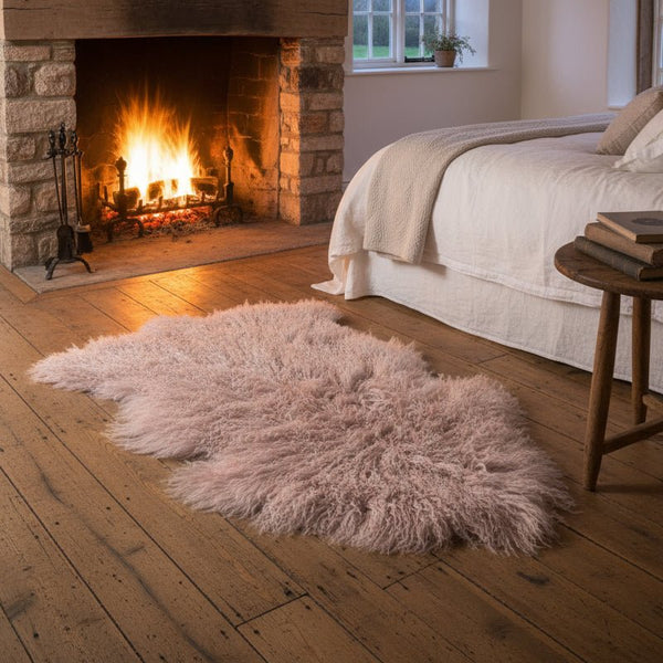 Curly Sheepskin Rug - Pale Pink - Distinctly Living