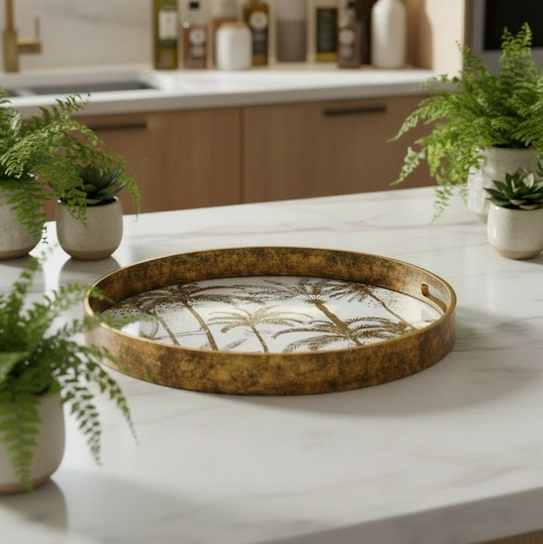 Dark Gold Palm Tree Serving Tray - Medium or Large - Distinctly Living