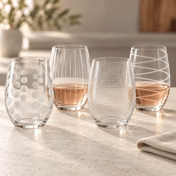 Deco Stemless Wine Glasses - Set of 4 - Distinctly Living