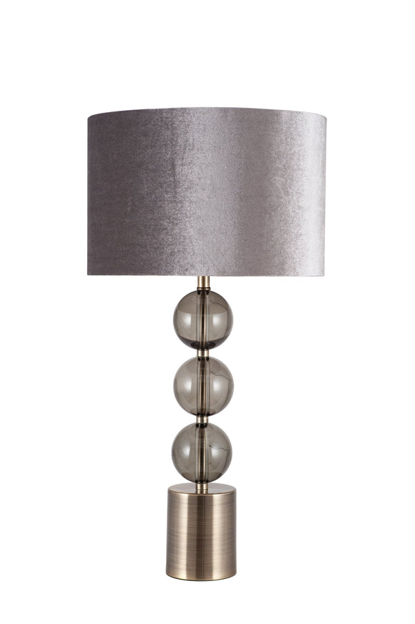 Desio Tall Antique Brass and Smoke Glass Table Lamp - Distinctly Living
