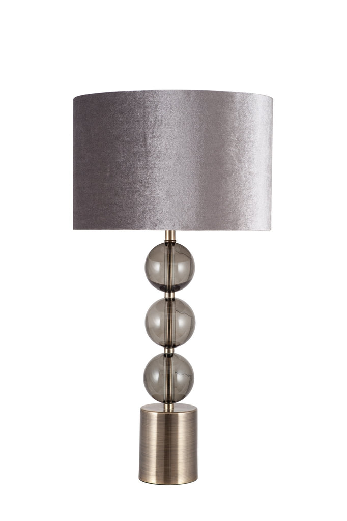 Desio Tall Antique Brass and Smoke Glass Table Lamp - Distinctly Living
