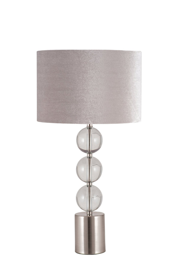 Desio Tall Brushed Silver and Clear Glass Table Lamp - Distinctly Living