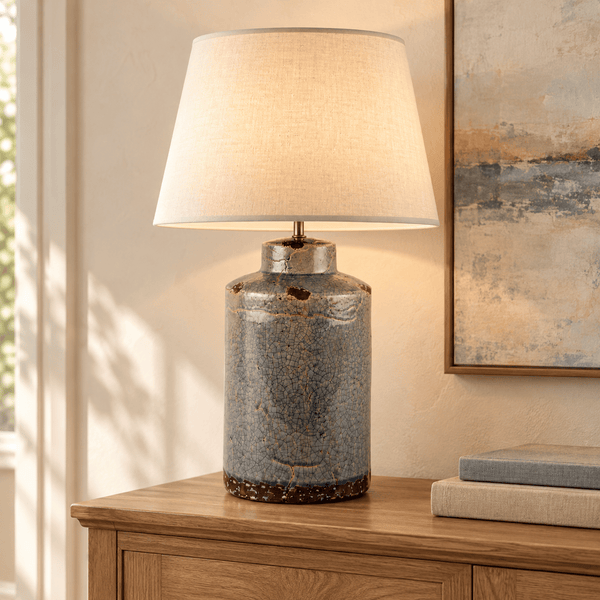 Detroit Ceramic Table Lamp with Cream Shade - Distinctly Living