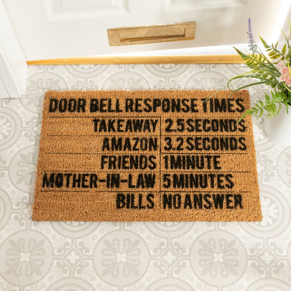 Door Bell Response Times Doormat - Distinctly Living