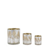 Deco Luxe Silver Etched Tree Candle Holder Set 3