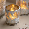 Deco Luxe Silver Etched Tree Candle Holder Set 3