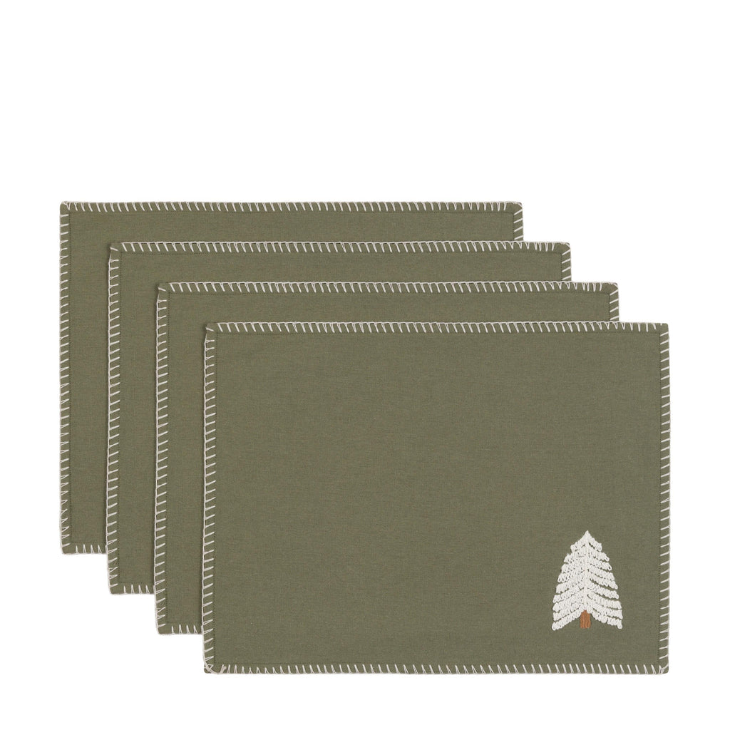 Woodland Embroidered Tree Placemats 4pk
