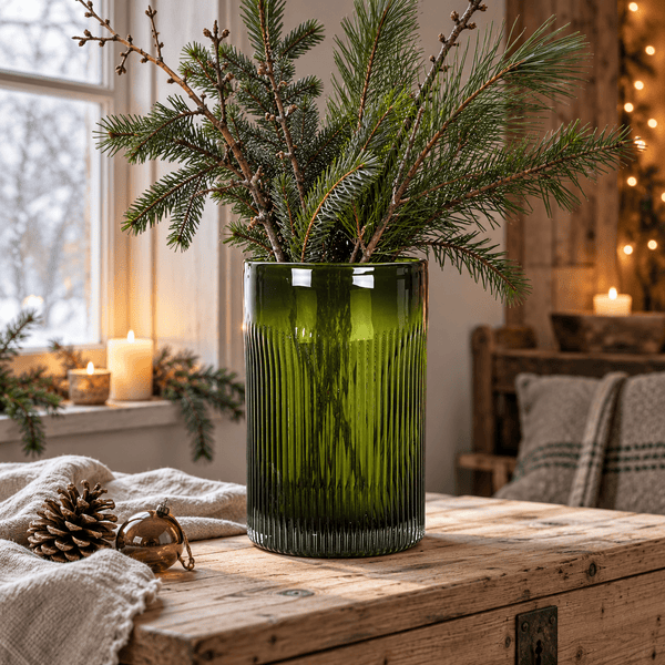 Elowen Forest Green Glass Vase - Distinctly Living