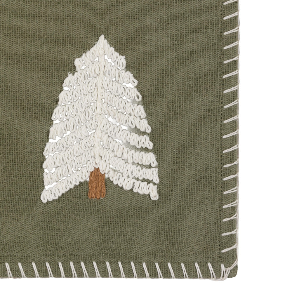 Embroidered Tree Green Placemat - Set of 4 - Distinctly Living