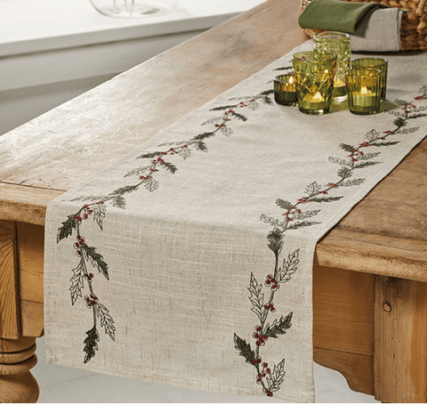 Embroidered Winter Foliage Runner 1.75m - Distinctly Living