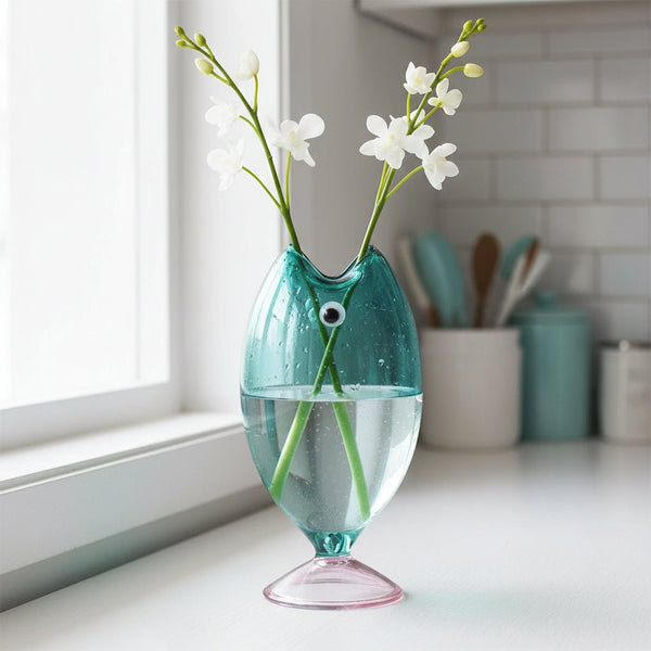 Emerald Glass Fish Vase - Distinctly Living