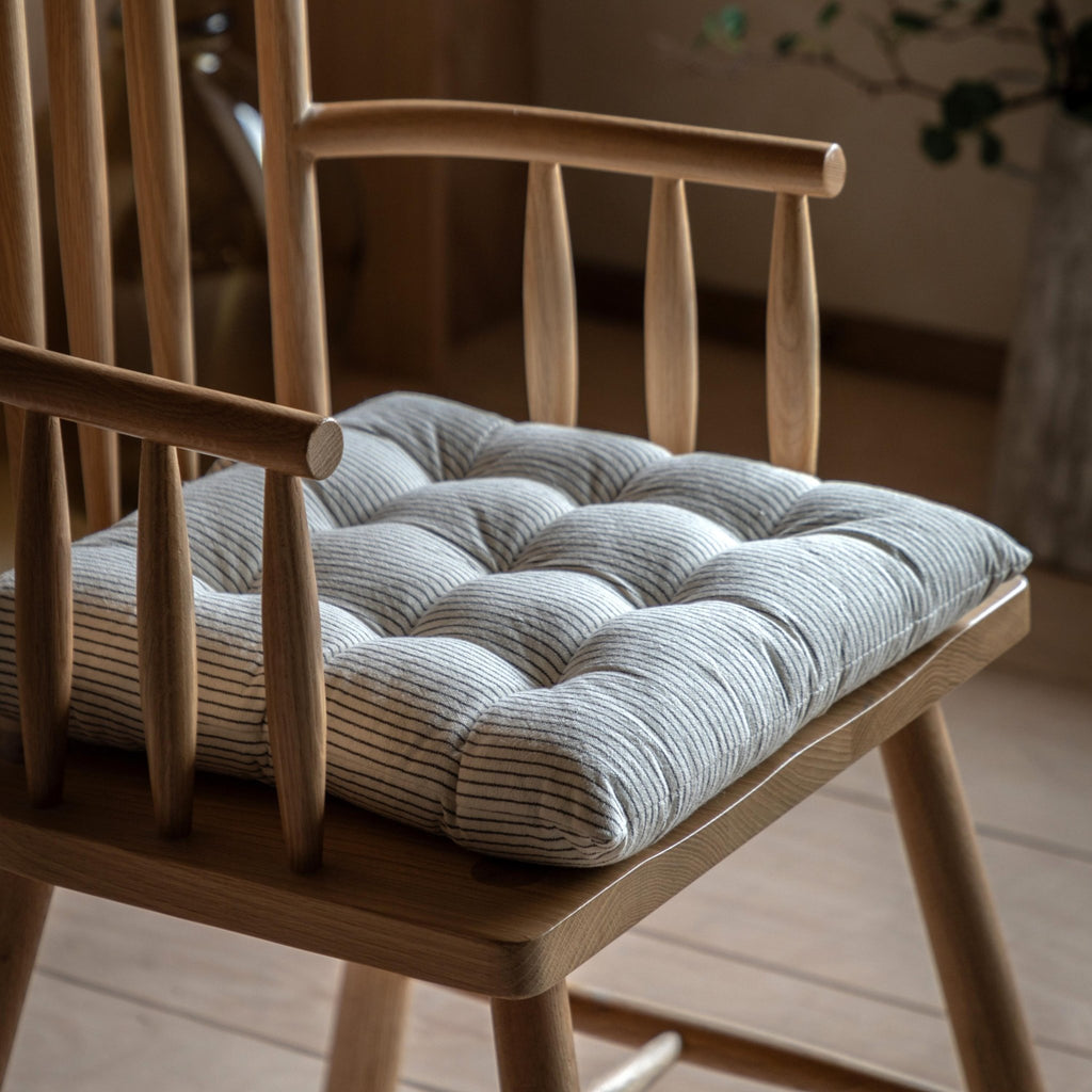 Fairford Woven Stripe Seatpad Cream 400x400mm - Distinctly Living