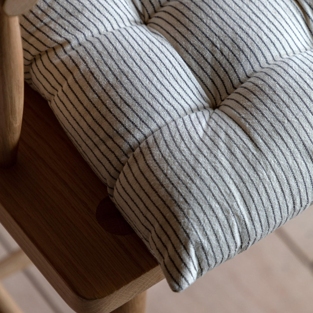 Fairford Woven Stripe Seatpad Cream 400x400mm - Distinctly Living