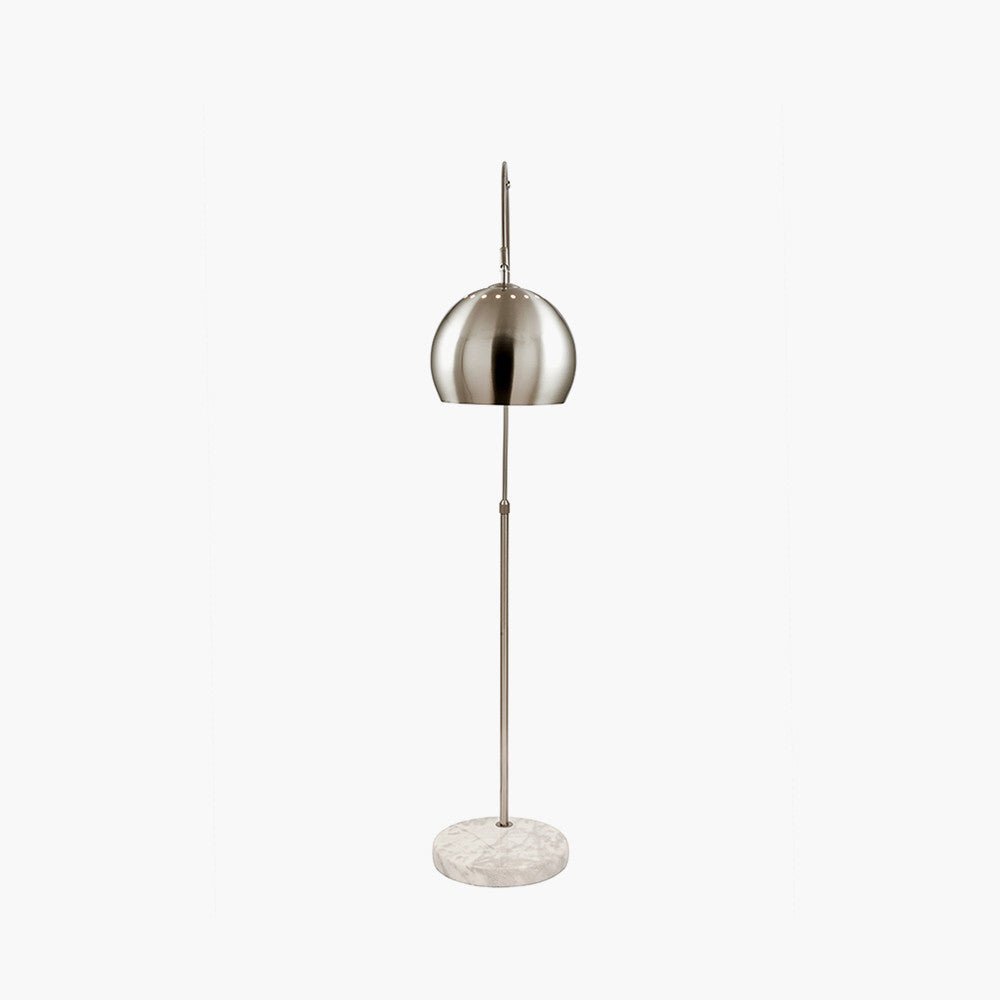 Favara Silver Metal and White Marble Floor Lamp - Distinctly Living