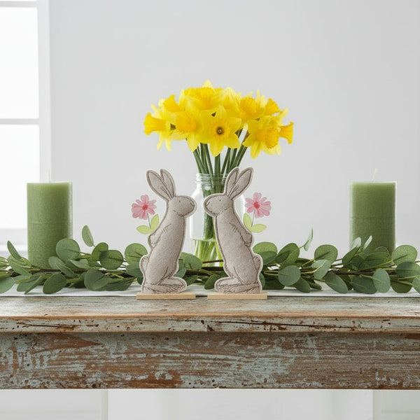 Felt Rabbit With Flowers - Small or Large - Distinctly Living