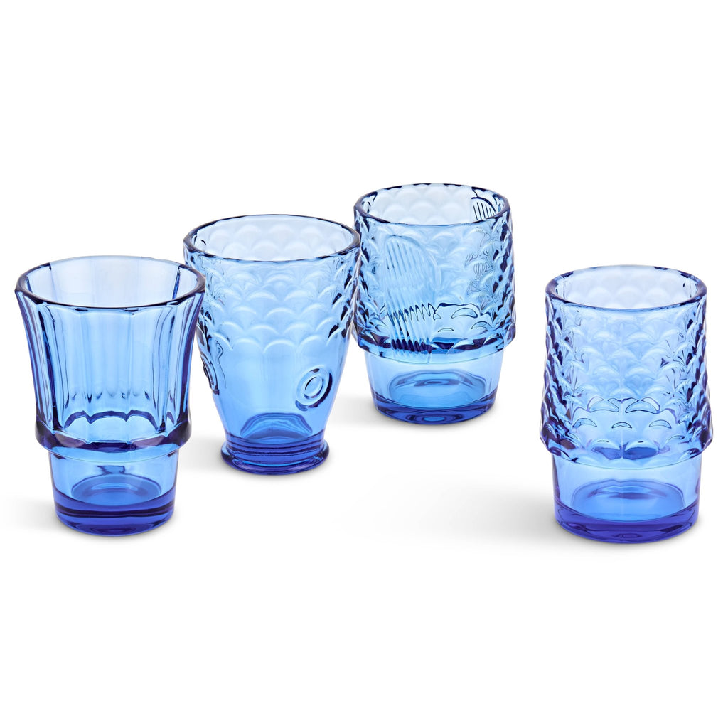 Fish Stacking Drinking Glass - Set of 4 - Blue - Distinctly Living