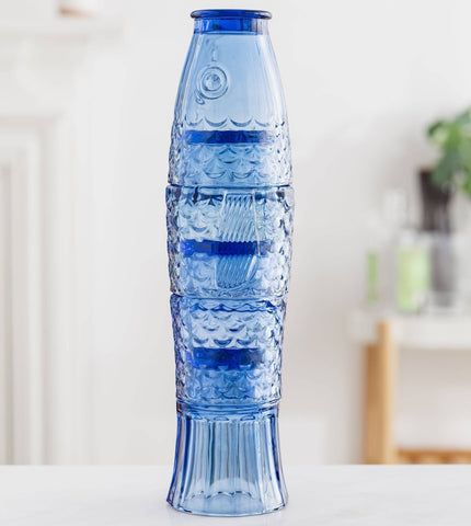 Fish Stacking Drinking Glass - Set of 4 - Blue - Distinctly Living