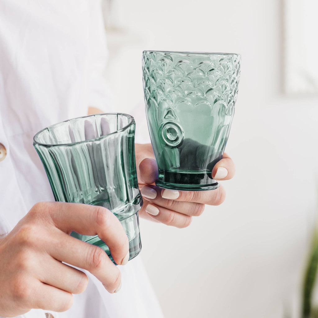 Fish Stacking Drinking Glass - Set of 4 - Green - Distinctly Living