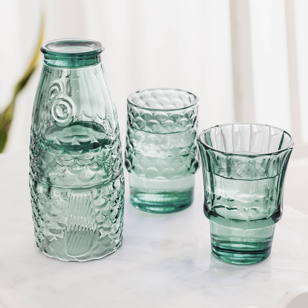 Fish Stacking Drinking Glass - Set of 4 - Green - Distinctly Living