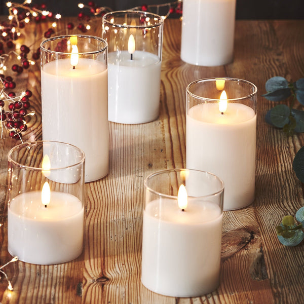 Flickering LED Candles in Glass Holder - Set of 3 - Distinctly Living