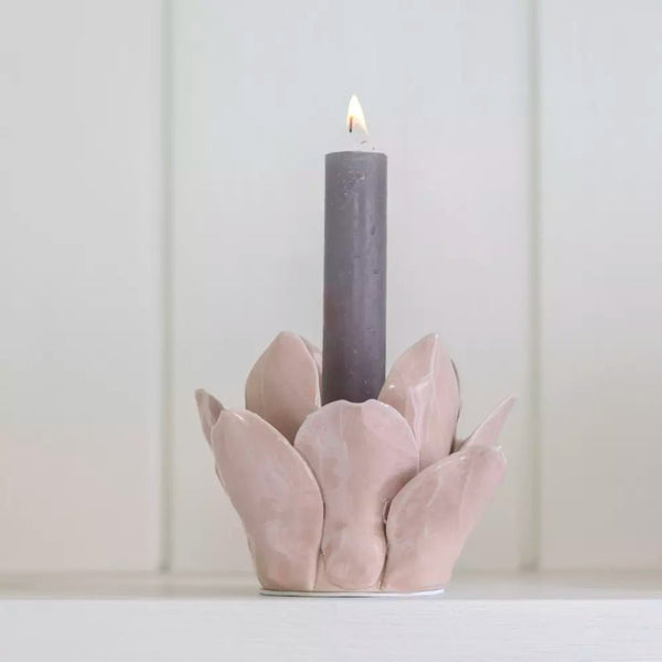 Flower Candle Holder - White or Pink - Distinctly Living
