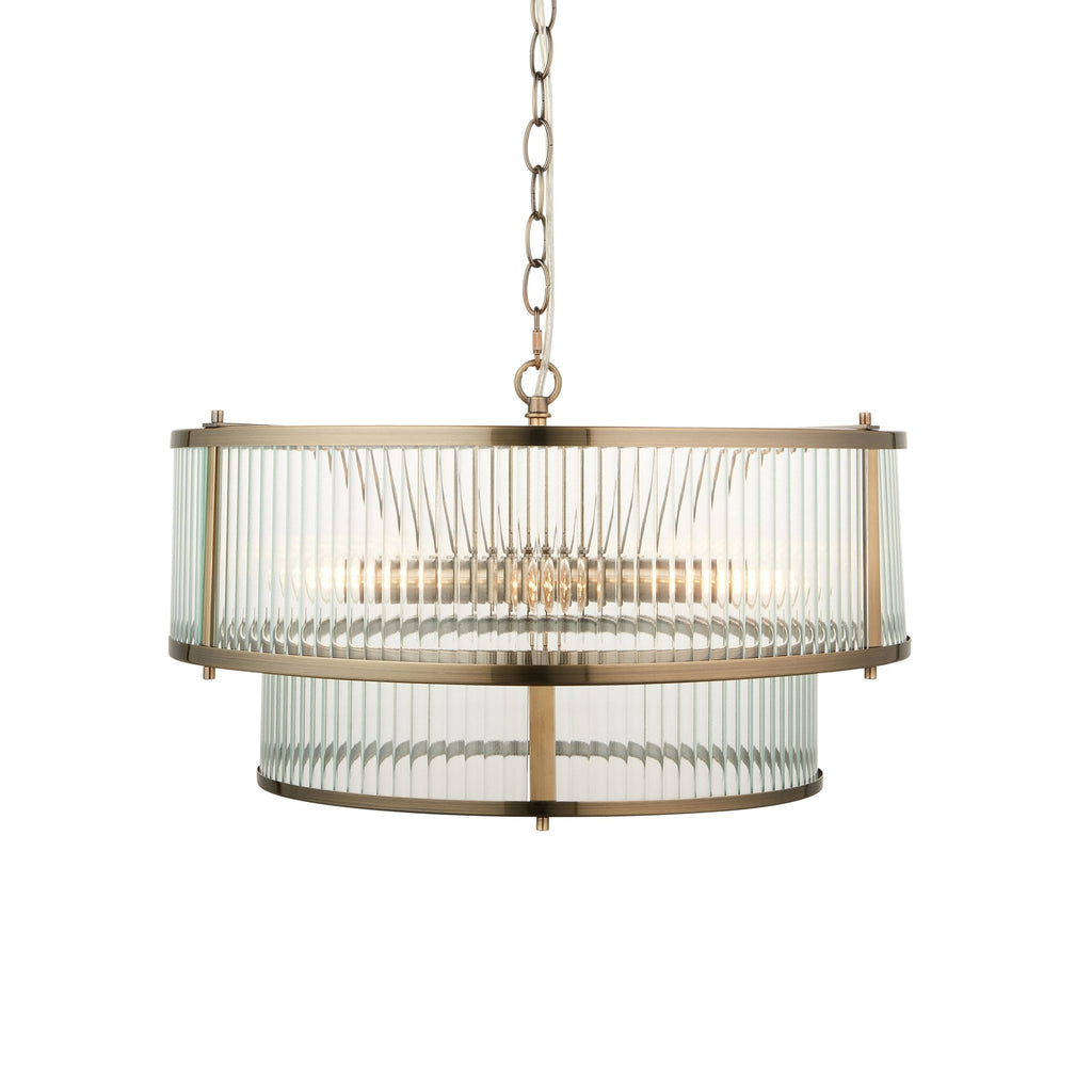 Flutted Brass Round Pendant - Distinctly Living