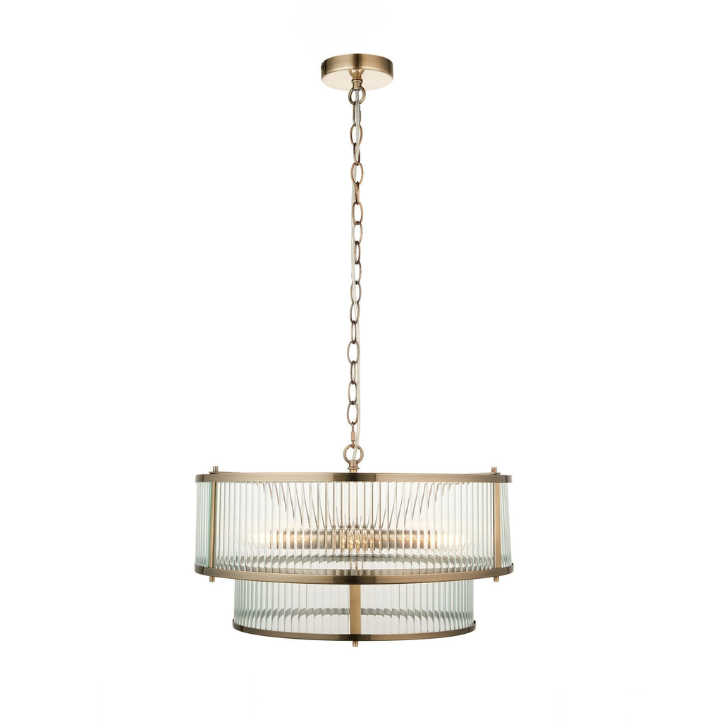 Flutted Brass Round Pendant - Distinctly Living
