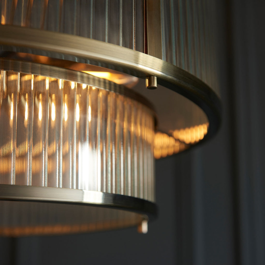 Flutted Brass Round Pendant - Distinctly Living