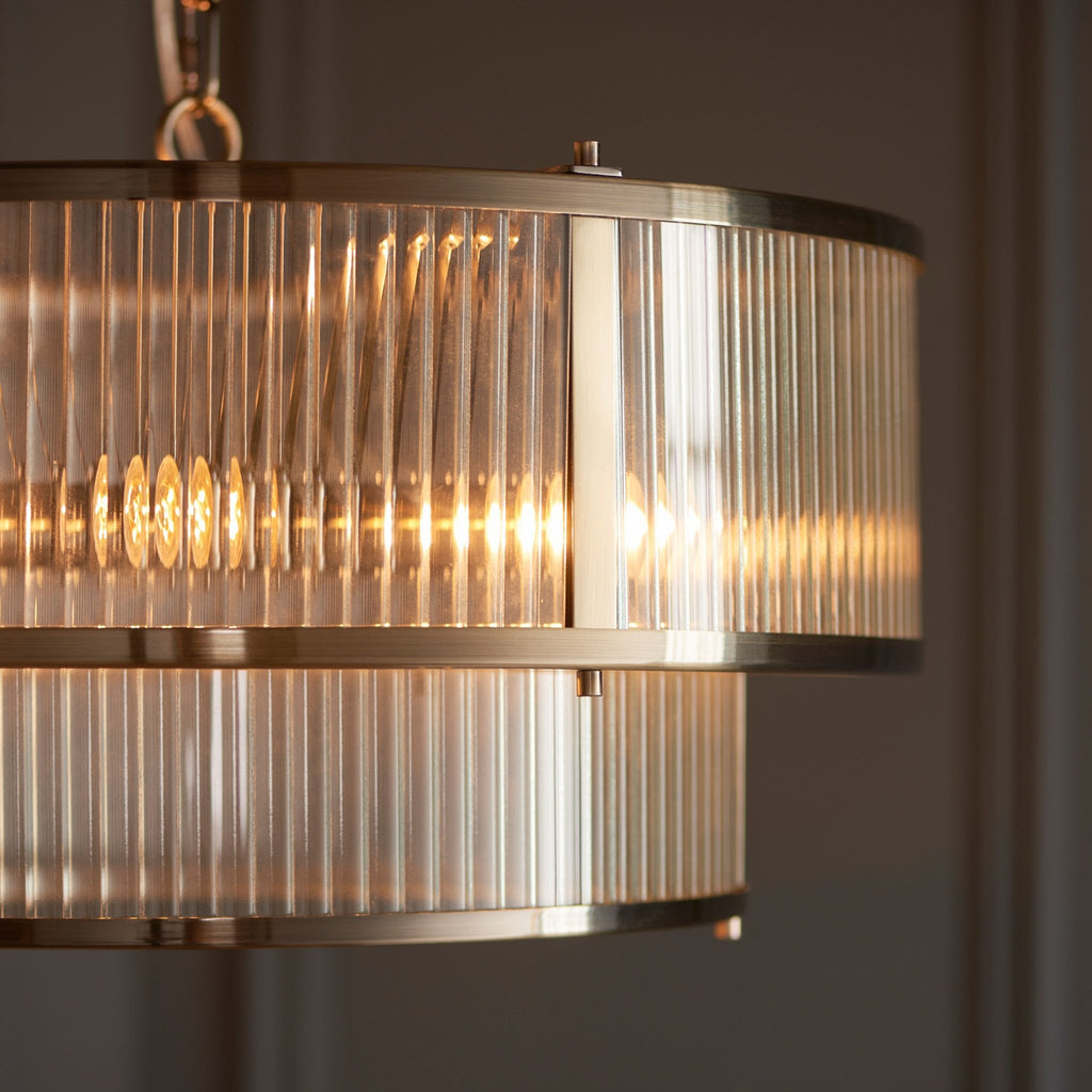 Flutted Brass Round Pendant - Distinctly Living