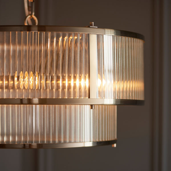 Flutted Brass Round Pendant - Distinctly Living