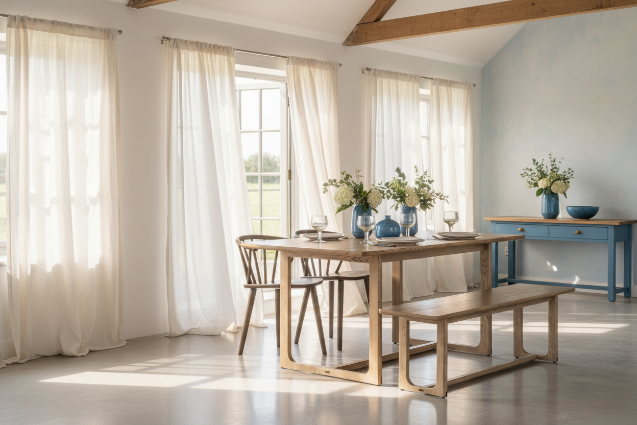 Folk Oak Table - Summer Coastal Blues Hero Banner