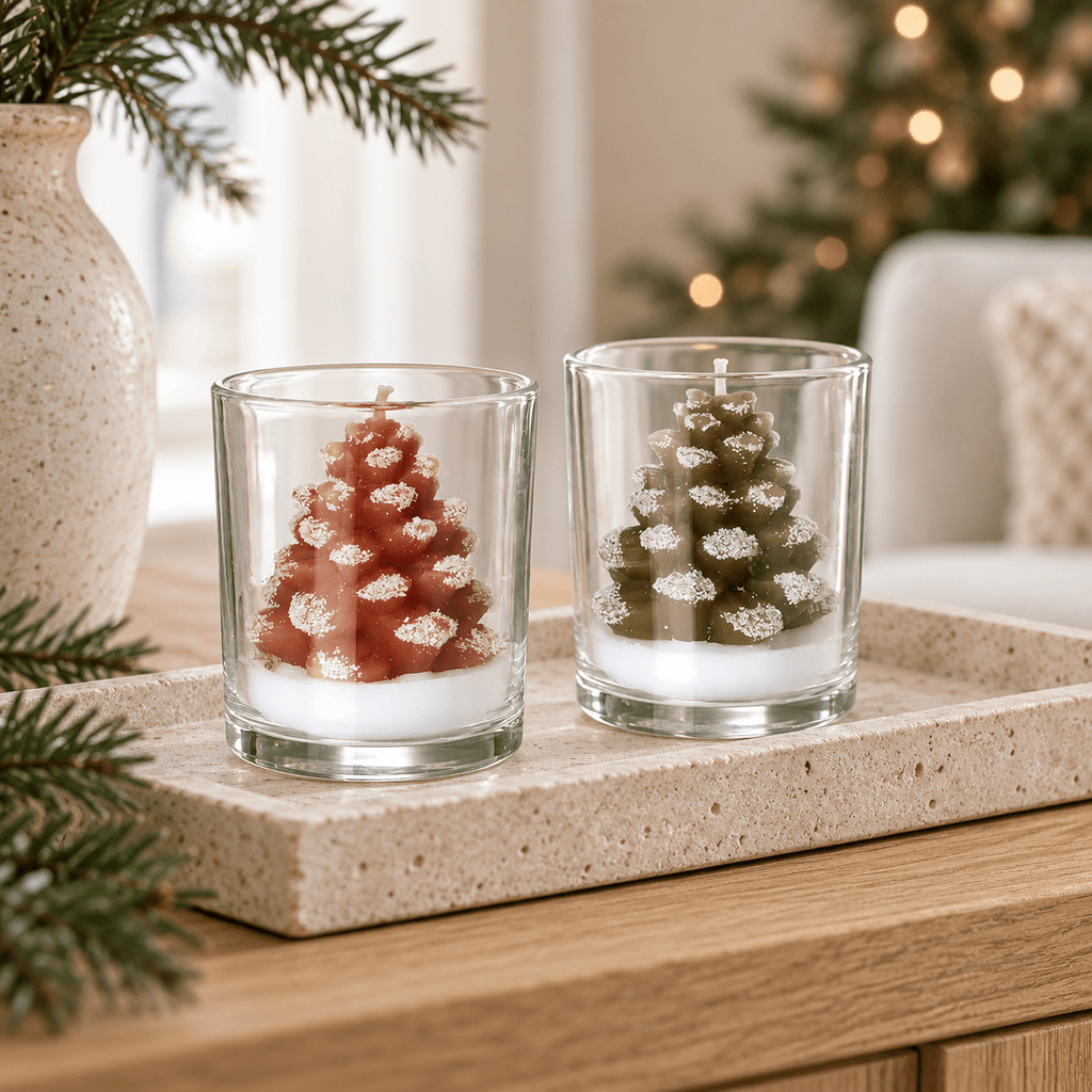 Forest Frost Pinecone Candle - Red or Green - Distinctly Living