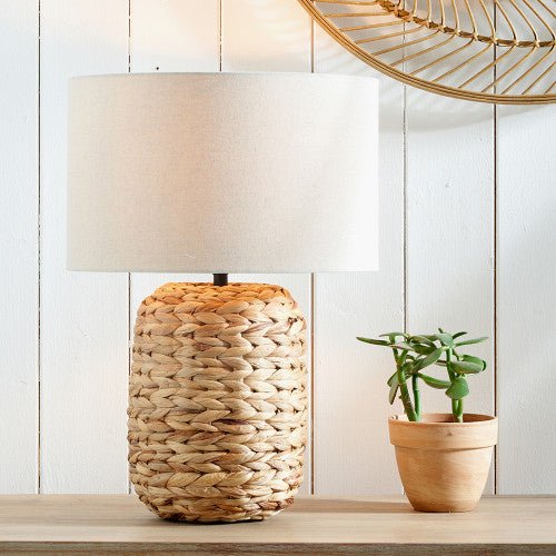 Forlì Natural Plaited Tall Water Hyacinth Table Lamp - Distinctly Living