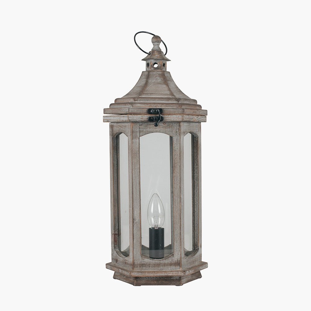Frascati Lantern - Table Lamp - White Wash or Grey - Distinctly Living